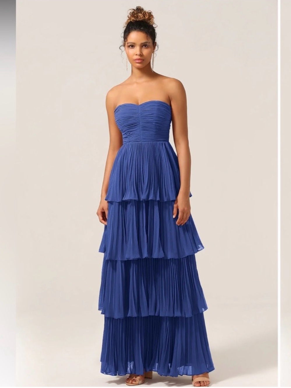 NWT Wedtrend Cobalt Blue Strapless Homecoming Formal Maxi Dress 4